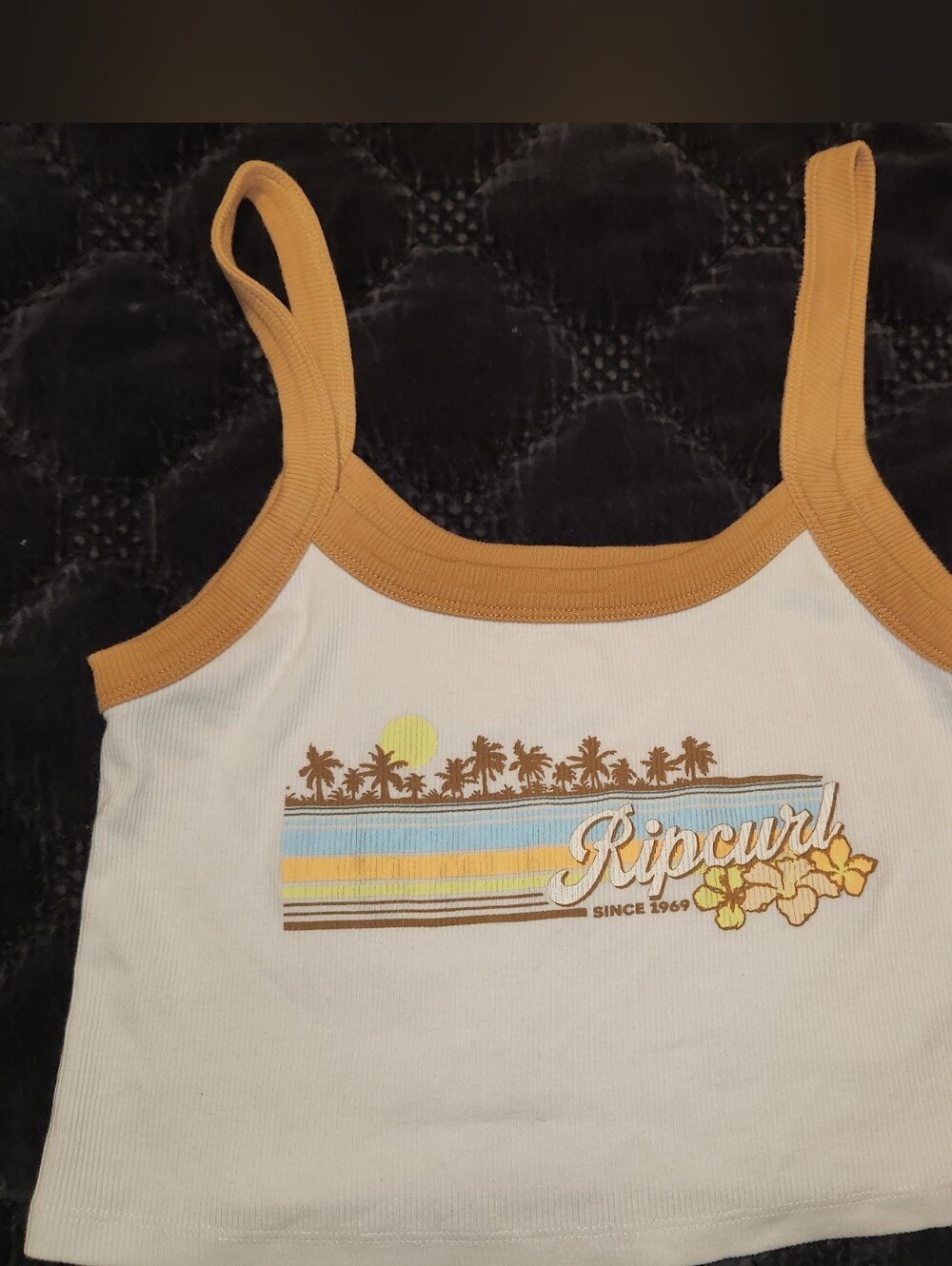 Rip Curl Surf 1969  Cropped Logo Tank Top White  Small EUC